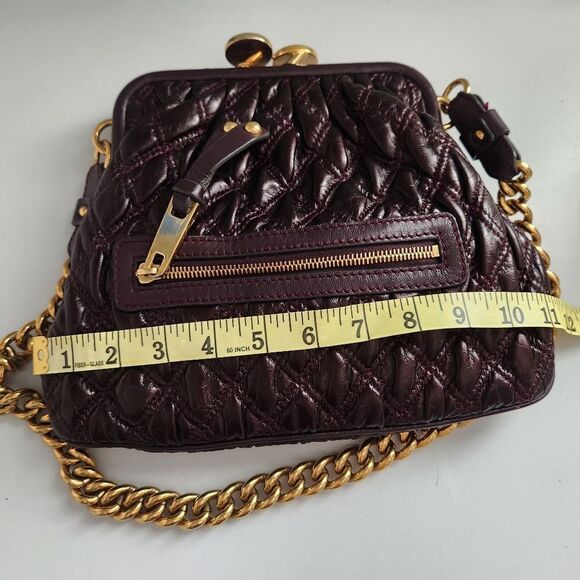 Marc Jacobs Quilted Leather Stam Bag In Dark Purple With Gold Chain - Picture 12 of 14